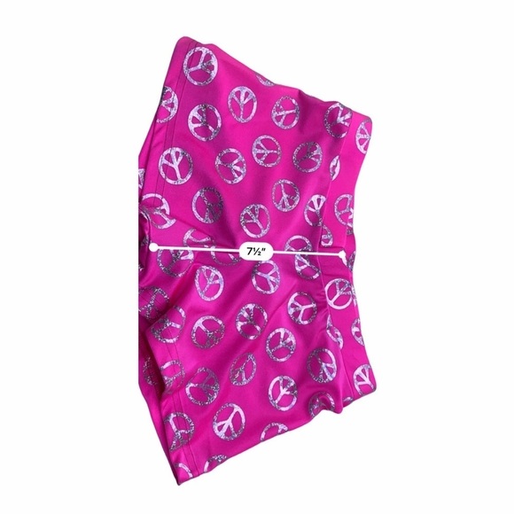 Womens Cheer Boy Cut Hot Dance Pants Pink Gray Peace Elastic Low Rise L New - Picture 4 of 6